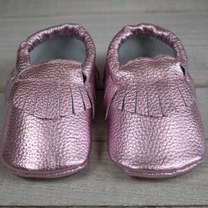 Rosegold baby leather moccasins
